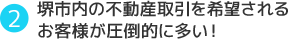 堺市内の不動産取引を希望されるお客様が圧倒的に多い！